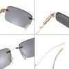 Rimless Rectangle Sunglasses Retro Clear Ocean Lens Sun Glasses Cheetah Decoration Shades UV400 Eyewear for Women Men