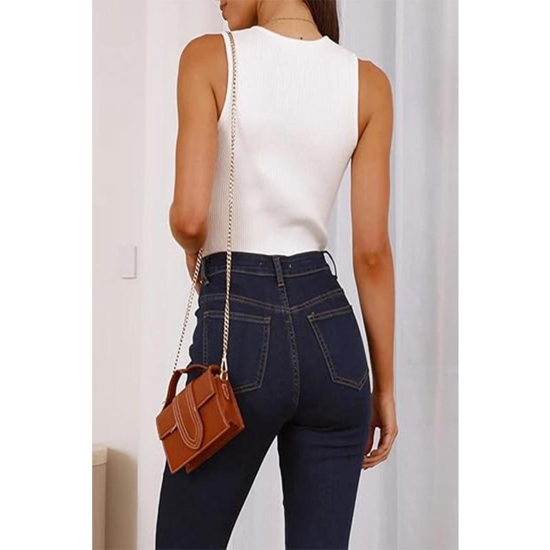 YYFS Dámská móda Ležérní Léto Jaro Jednobarevný potisk Halenky a košile s výstřihem do O bez rukávů