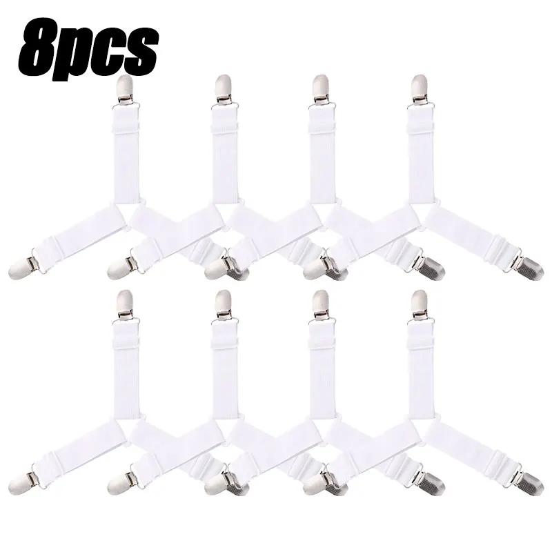 8/4Pcs/Set Adjustable Bed Sheet Grippers Belt Fastener Bed Sheet Clips Mattress Cover Blankets Quilt Holder Organize Gadgets