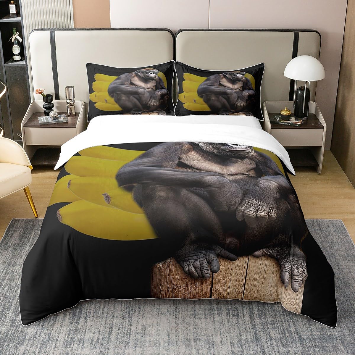 

Orangutan Duvet Covers for Boys Men Quilt Covers Lightweight Down Room Decor Queen King Size 2 Pillowcase 1 Duvet Cover No Quilt (135x200cm)