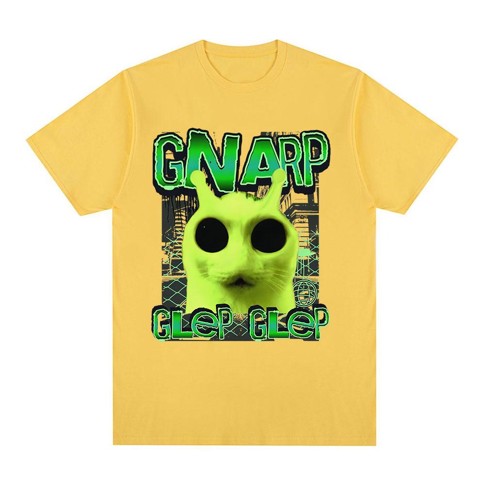 Gnarp Silly Alien Cat Meme Brainrot T Shirts Gen Z Stupid Funny Unisex Women Clothing Fashion Oversized Cotton T-Shirt Streetwear