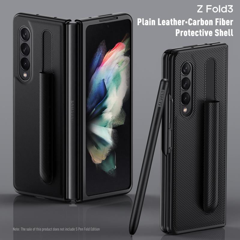 Anti -Scratch Pen Holder Thin Case For Samsung Galaxy Z Fold 3 5g Fold3 Anti -Knock Cell Phone Cover Fundas