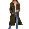 Women's Solid Color Fashionable Loose Zipper Long Cardigan Hooded Sweatshirt Jacket