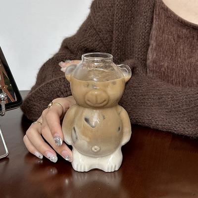 320ML Kreative Niedliche Bär Kaffeetasse mit Strohhalm mit Strohhalm Gläser Tasse Geburtstags-Weihnachtsgeschenke für Frauen Kinder Freunde Großhandel