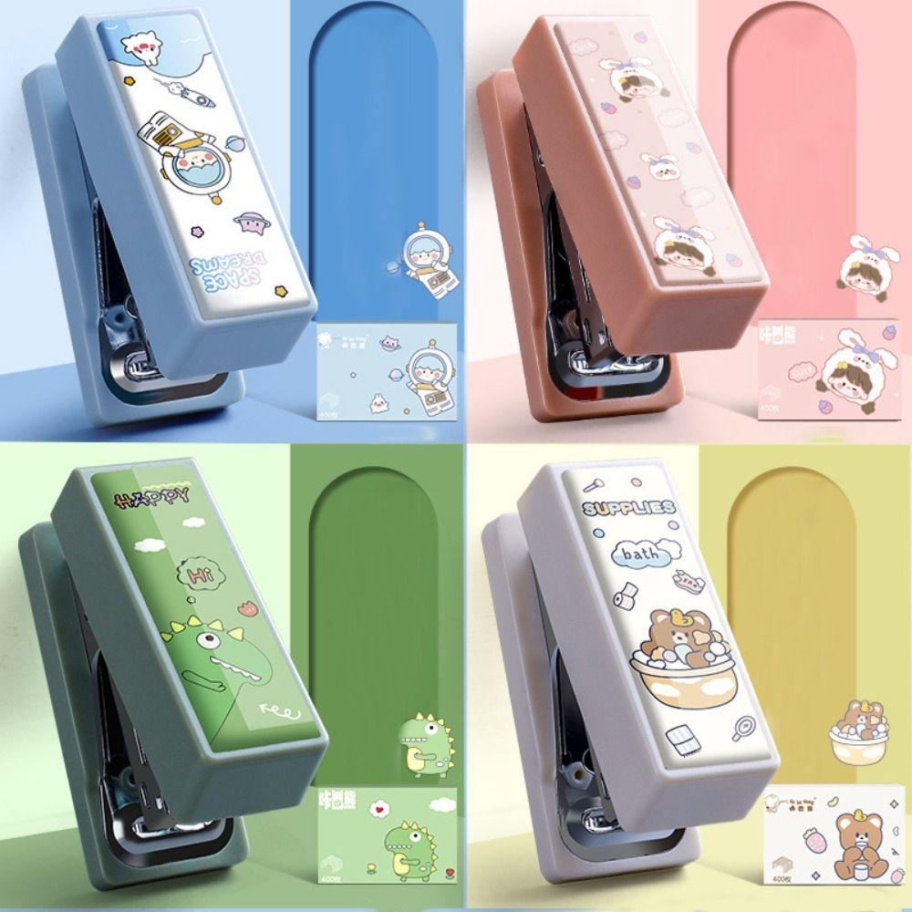 

Stationery Mini Stapler Plastic Binding Tools Cute Cartoon Metal Stapler Set білий