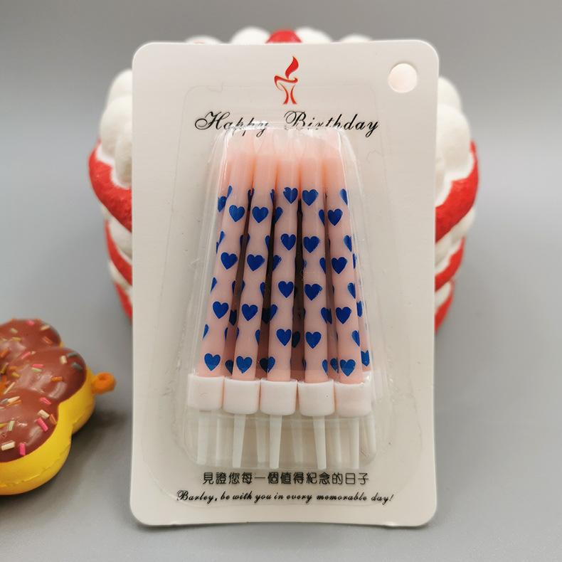 Children's Creative Colorful Cake Decoration Candles Baking Materials Printing Love Shape Pattern Confession Birthday Candles
