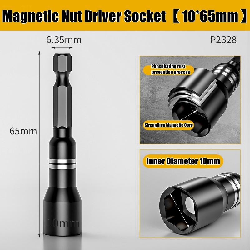 CR-V Steel Magnetic Nut Screwdriver Socket Bits For Power Drills Hex Shank Driver/Adapter Socket Wrench Tool Parts Accessories