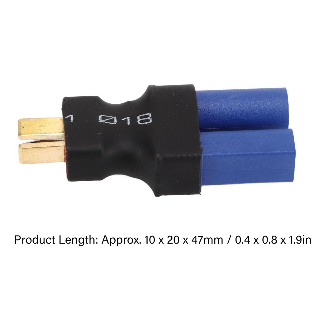 10 Pcs EC5 Female to T Male Adapter Blue Black 10x20x47mm Rubber Plastic Copper EC5 Connector Plug for RC Boat