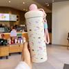 High value cartoon float cup stainless steel thermos cup hot and cold outdoor portable sports straw