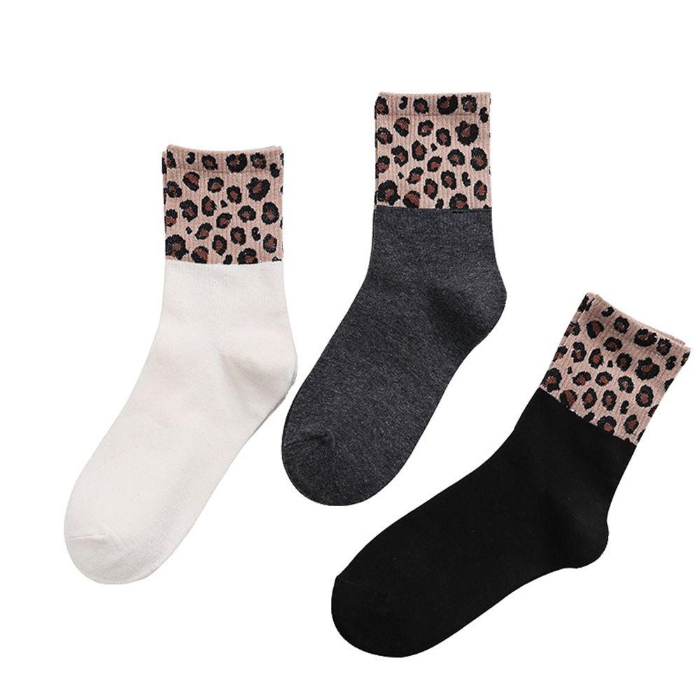 Retro Style Cotton Leopard Pattern Warm Socks Mid Tube Socks Autumn Winter Long Socks