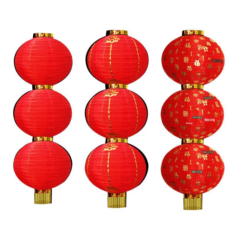 Outdoor Waterproof Gourd Lanterns: Red String Hanging Ornaments for New Year and Mid-Autumn Festivals