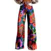 Wide Leg Flare Jeans For Women With Pockets Baggy Pants Vintage Floral Print High Waisted Loose Pant