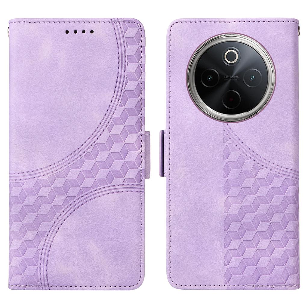 For Vivo Y300 Pro 5G Case PU Leather Phone Cover Rhombus Starry Imprinted