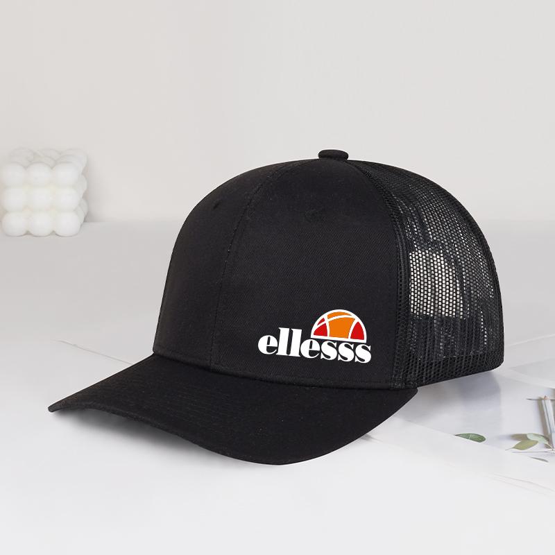 Breathable Mesh Trucker Hat with Ellessss Print, Adjustable Snapback Baseball Cap, Sun Protection for Hiking & Outdoor Sports
