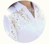 Korean Style Women's White Chiffon Lace Short-Sleeve Loose Fit Mid-Length Top