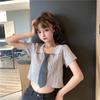 2024 Summer Korean Style Slimming Polo Collar Knitted Short Sleeve Top for Women