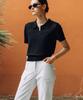 OBER GOLF Summer Open Collar Knit Top (Black)