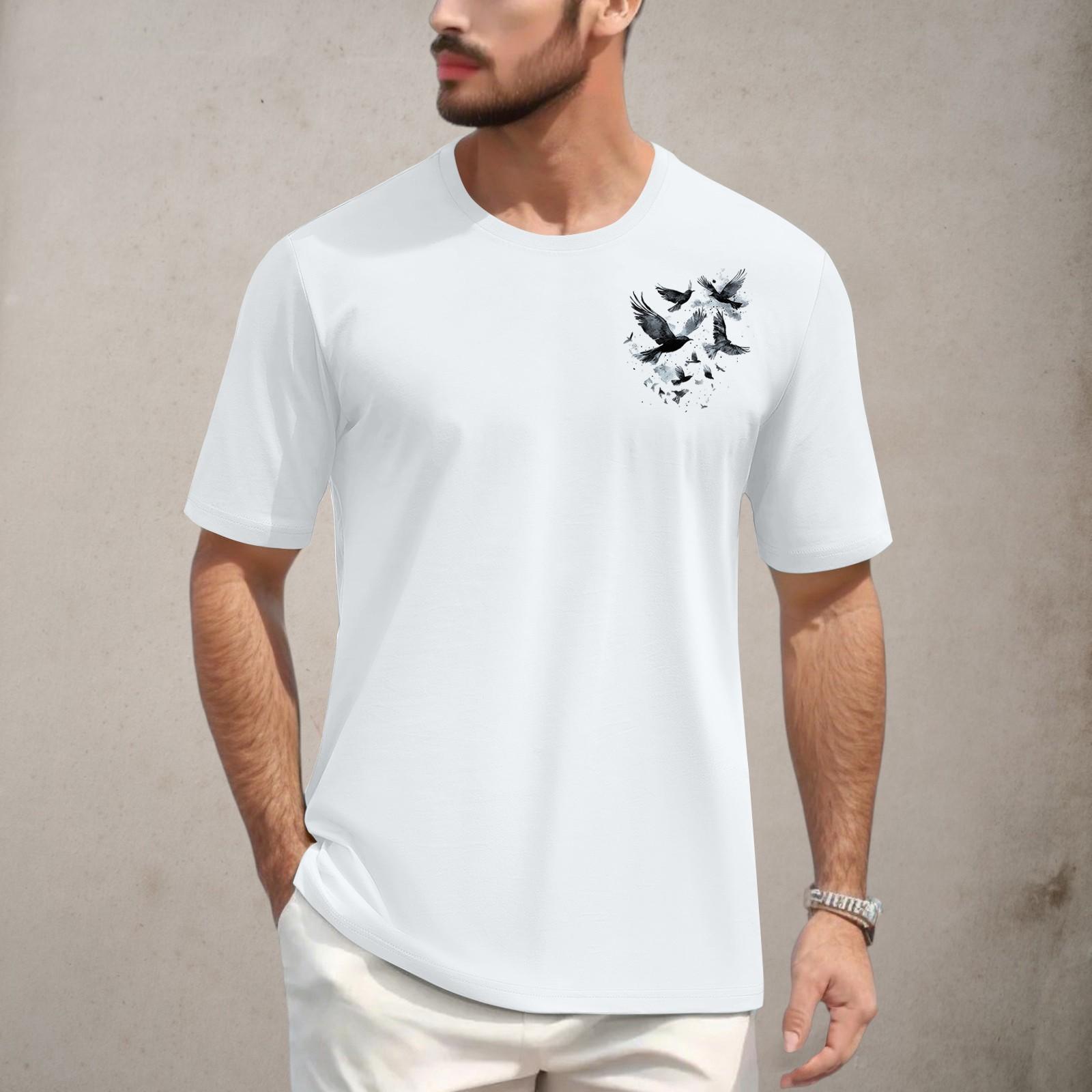 

Мужская повседневная футболка с круглым вырезом и коротким рукавом с принтом XL белый