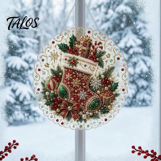Decorazioni per Pittura Diamante Natalizie Suncatcher con Perle Finte, Pupazzo di Neve Babbo Natale Albero Carino Kit 3D con Perline Fai da Te Ornamenti per Feste