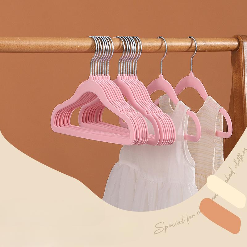 Flocking Hangers Plastic Non-Slip Clothes Support Adult Multi-Functional Wardrobe Storage Clothes Hanging Seamless Household Drying Hangers