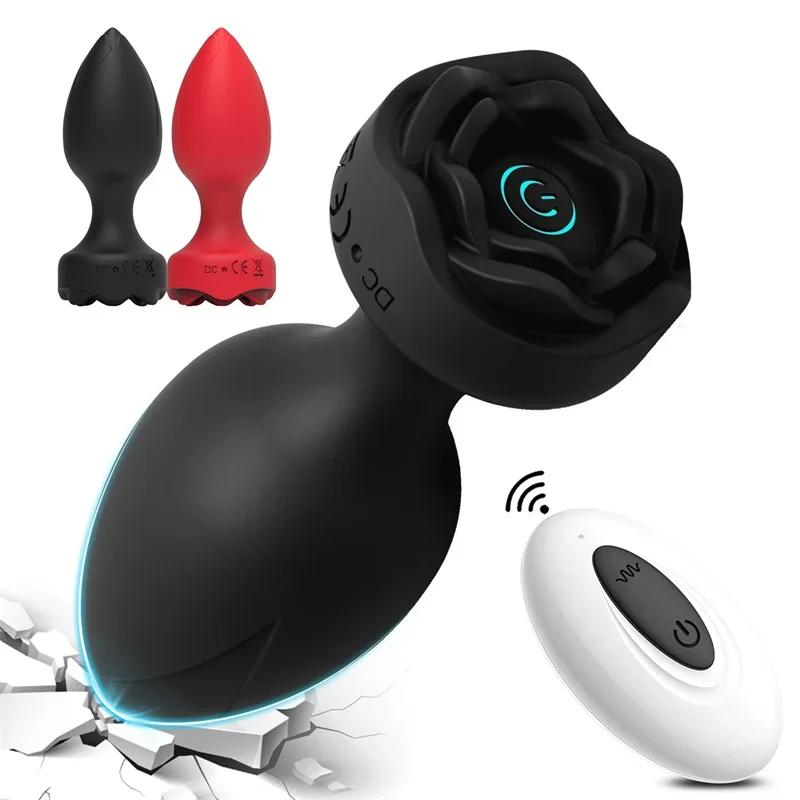 Rose Anal Vibrator For Women Dildo Butt Plug G Spot Stimulator Wearable Vibrator For Men Prostate Massager Anal Beads Adult Toys