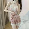 Pyjama en soie glacée pour femmes, été, filles, désir pur, short à bretelles, ensemble loungewear, pyjama femme rose et sexy, loungewear