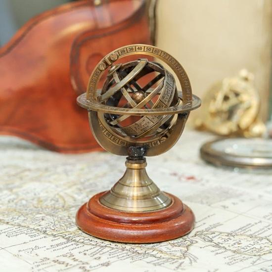 Zodiac Armillary Sphere Globe: 12.7 Cm Brass Celestial Model