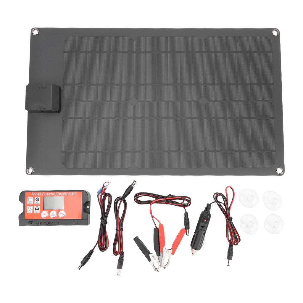 30W Solar Panel Charge Controller Car Battery Maintainer Portable Water Proof Charging Kit for Motorcycle Boat RV