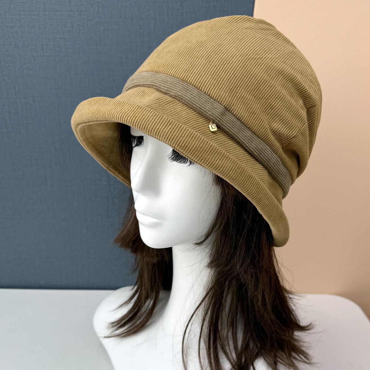 

Дизайн Вельветовая Панама Детская Осень и Зима Повседневная Универсальная Шапка для Наслоения Теплая Шляпа-Ведро Показывает Маленькое Лицо M（56-58cm） хаки