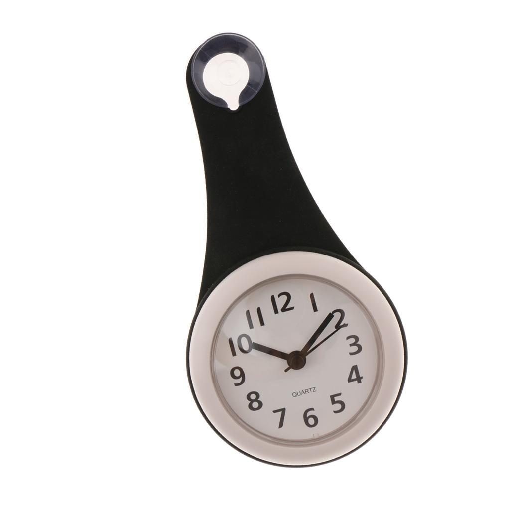 Suction Bathroom Waterproof Wall Clock Plastic Non-ticking Silent Timepiece for Shower Spa Household чёрный