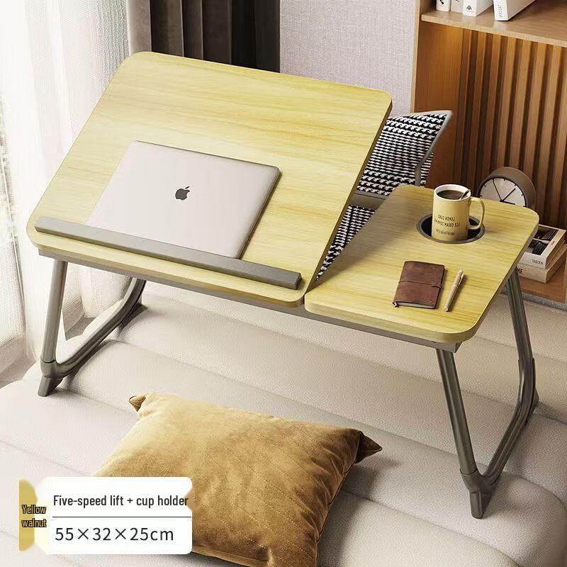 Dunzhu Foldable Adjustable Walnut Wood Laptop & Study Desk