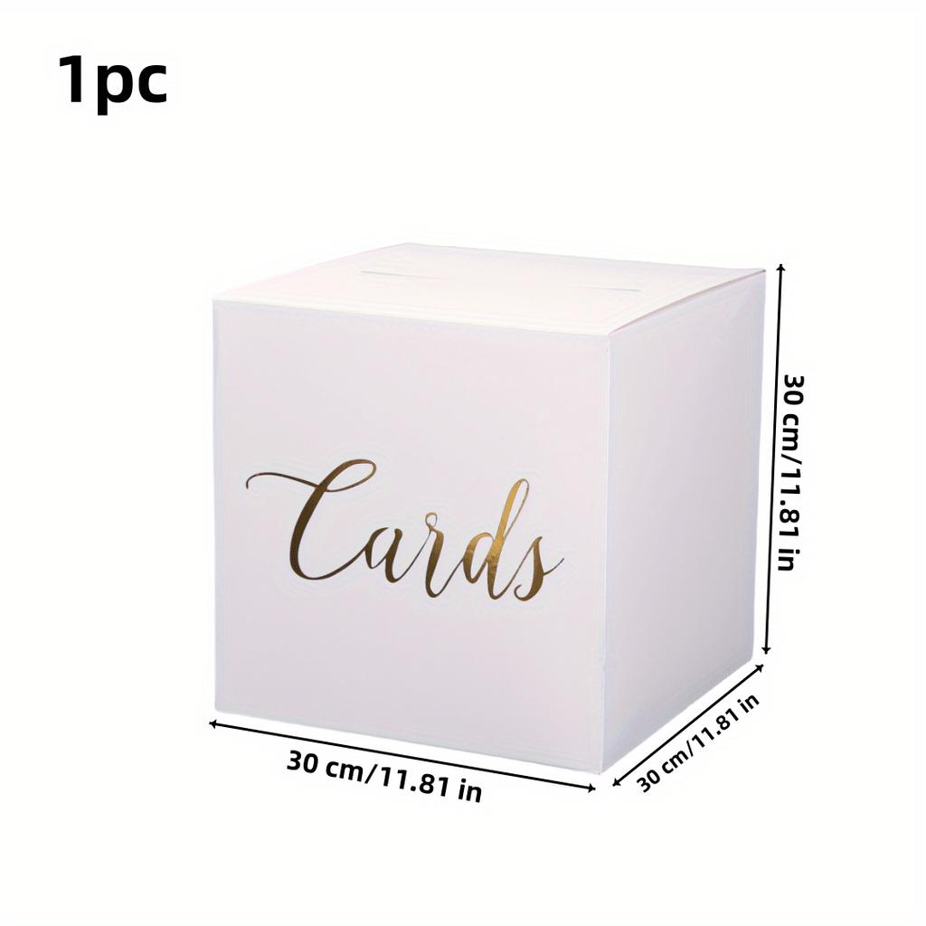 1PC White Card Box With Gold Foil Design, Wedding Favors Money Box Holder For Wedding Reception, Wedding Decor, Home Decor, Room Decor Birthday