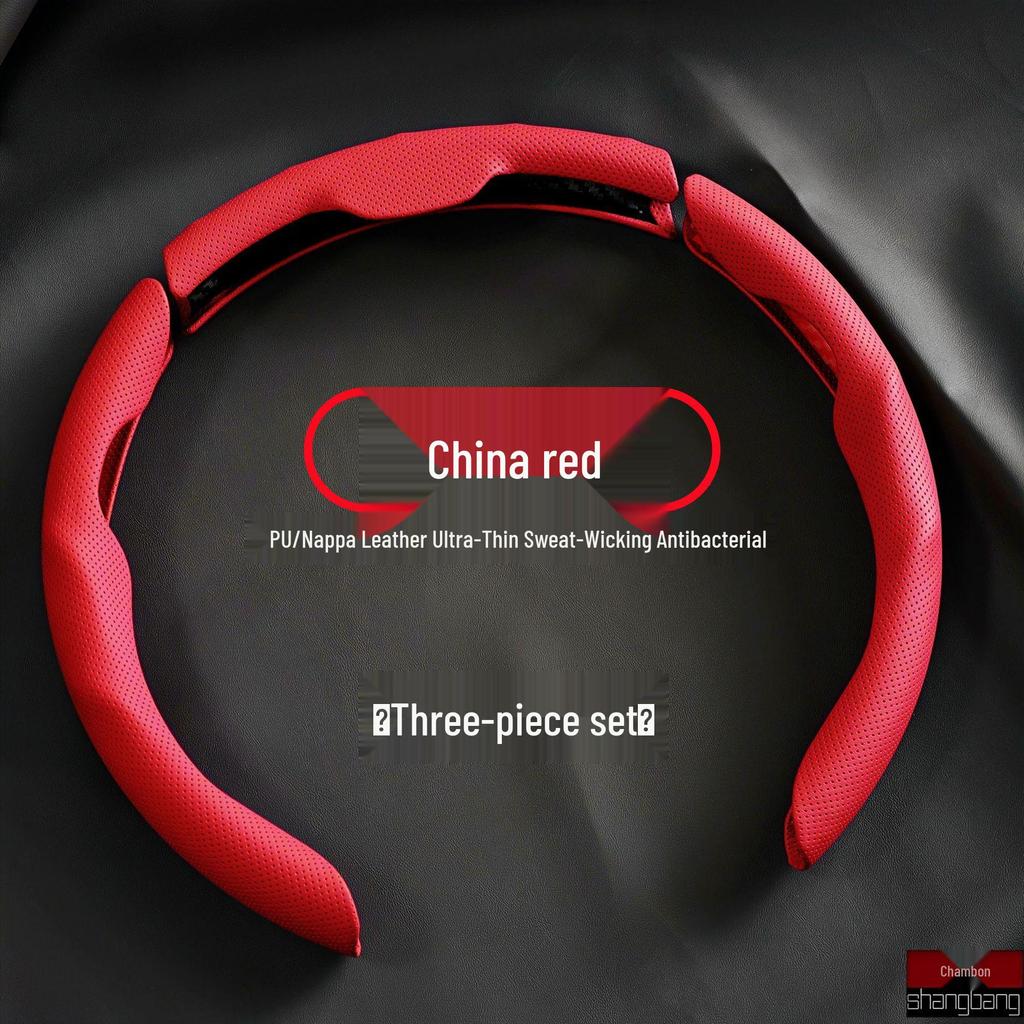 Oddychający Pokrowiec na Kierownicę ze Skóry Nappa, Odporny na Pot, Uniwersalny na Wszystkie Sezony