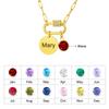 Vnox Stainless Steel Women Necklace Free Engraving Round Brand Twelve Birthstones Pendent Necklace Birthday Mother's Day Gift