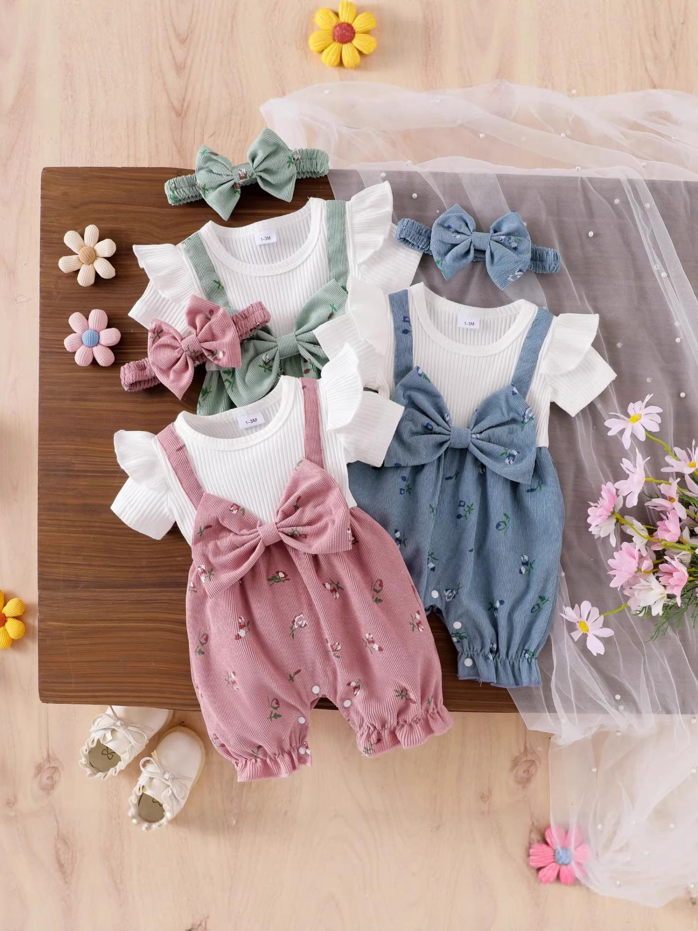 

Осень 2025 Европейский и Американский Белый Укороченный Комбинезон в Резинку с Многоцветным Принтом и Комплект с Длинными Брюками 6-9 Months розовый