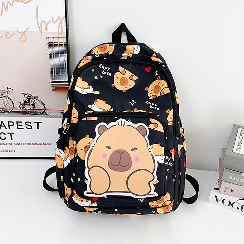 Cartoon Capybara Print Backpack Funny Large Capacity Capybara School Bag Student Laptop Bag Cute Lightweight Backpack Gifts