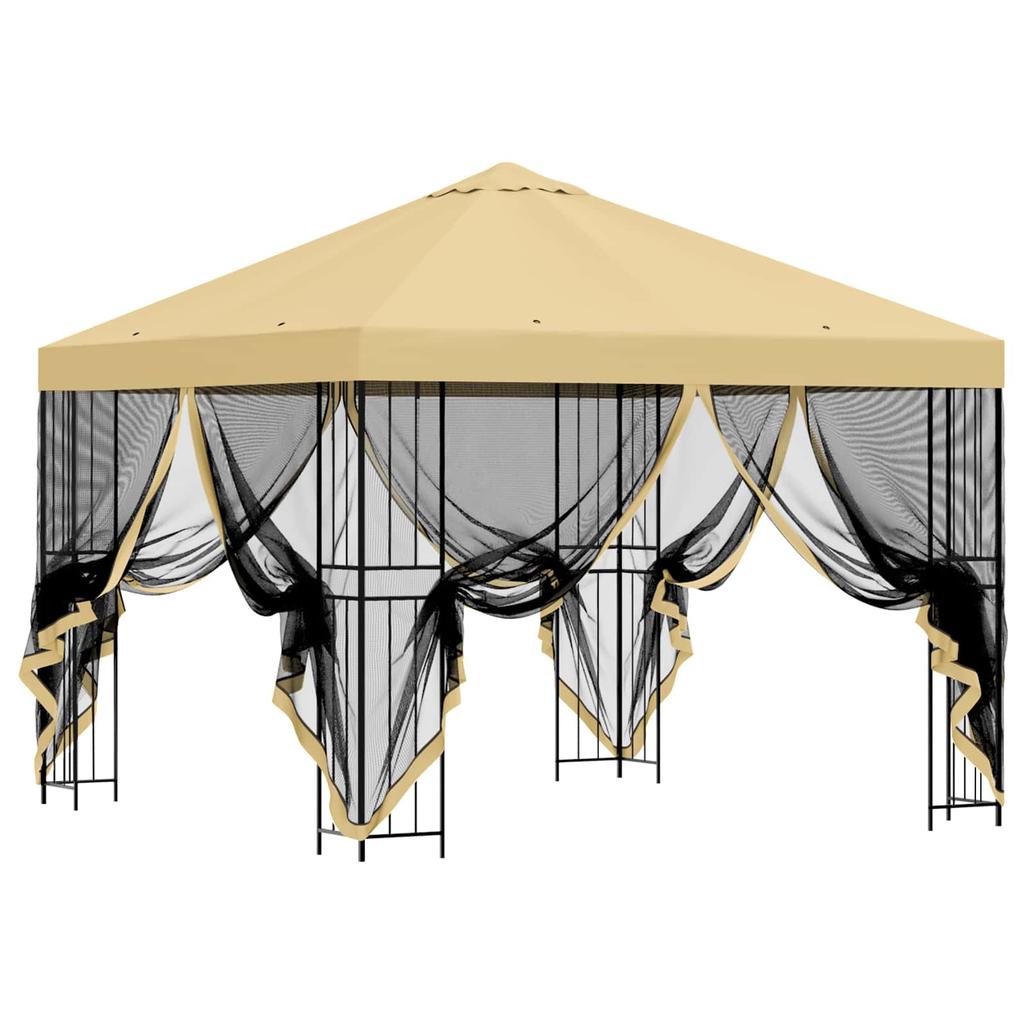 Garden Pavilion with Side Walls 3 X 3 M Cream