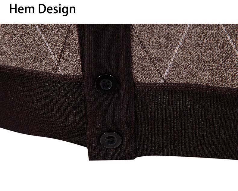 Men's Plaid Knit Cardigan with Velvet Stripes - Loose Casual Poncho Vest for Autumn and Winter