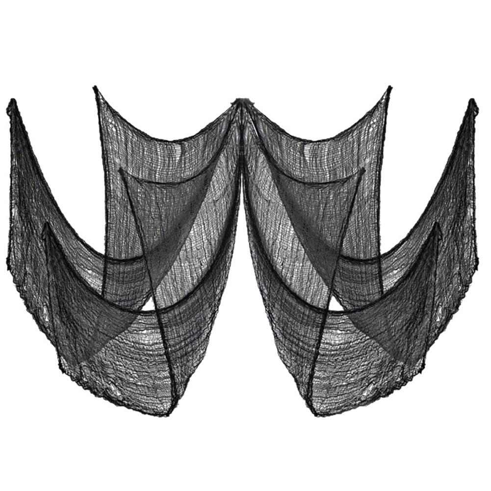 Halloween Scene Setting Cloth Vintage Horror Theme Gauze Tattered Fabric Reusable Cobweb DIY Scary Atmosphere Ghost Haunt/Bar/Party Decoration