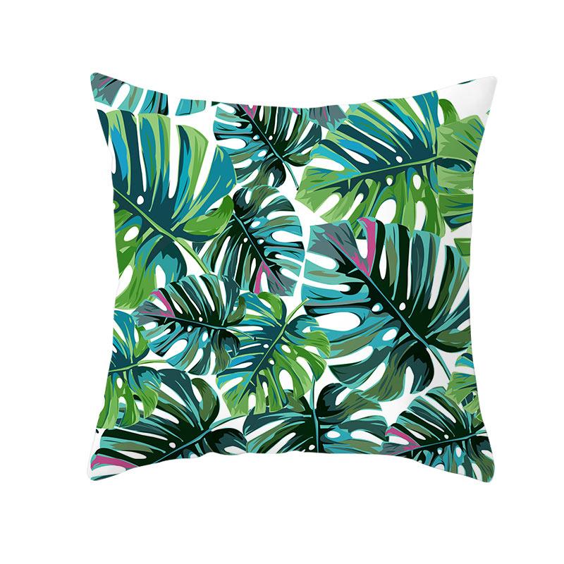 Summer Tropical Plants Decorative Pillowcase Green Leaves Throw Pillow Case Polyester Printing Pillow Cover 45X45Cm