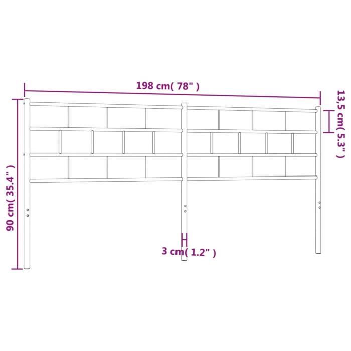 VidaXL Tête de lit métal noir 193 cm 355696