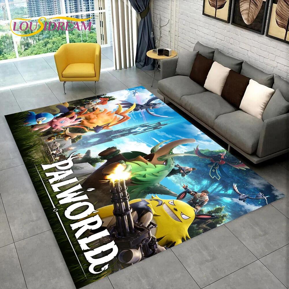 3D Cartoon Palworld Spiel Teppich für Zuhause Wohnzimmer Schlafzimmer Sofa Fußmatte Dekoration, Kinderteppich Rutschfeste Bodenmatte Geschenk