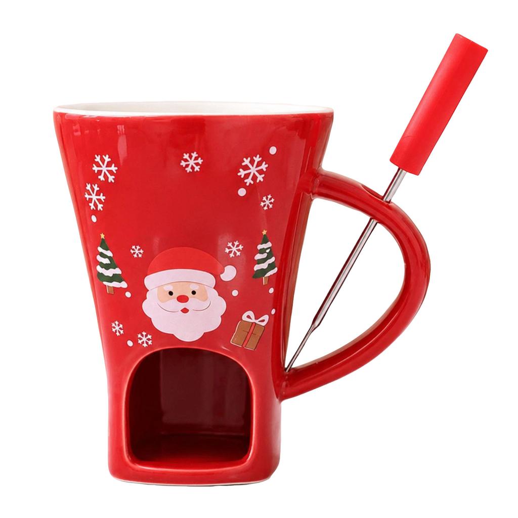 Ceramic Chocolate Fondue Cup, Christmas Holiday Dessert Fondue Cup for Parties and Gifts