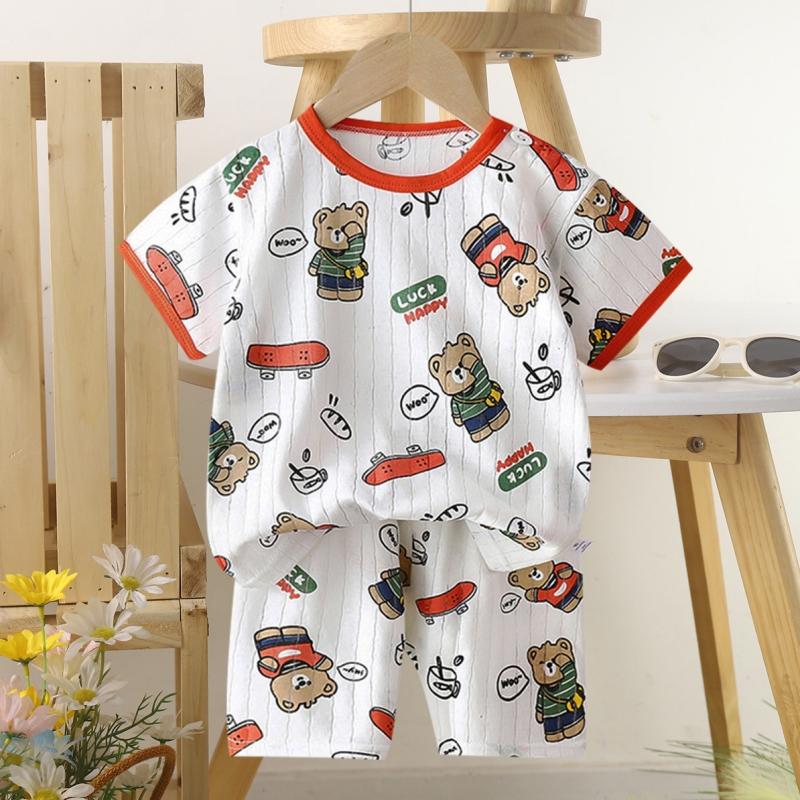 2pcs/set Cotton Children Sets Kids Clothes Boys Girls T-shirt Shorts  Summer Short Sleeve Baby Clothing Toddler
