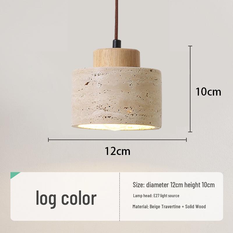 Yellow Travertine Pendant Light - Retro Cream Wabi-sabi Style for B&B, Restaurant, Bedroom, or Bedside.