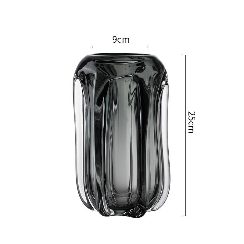 Gray Glass Vase Thick Glass Transparent Hydroponics Terrarium Flower Arrangement Accessories Flower Vases Home Decoration
