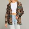 Women's Fashion Long Sleeve Christmas Print V-Neck Button Loose Cardigan Top
