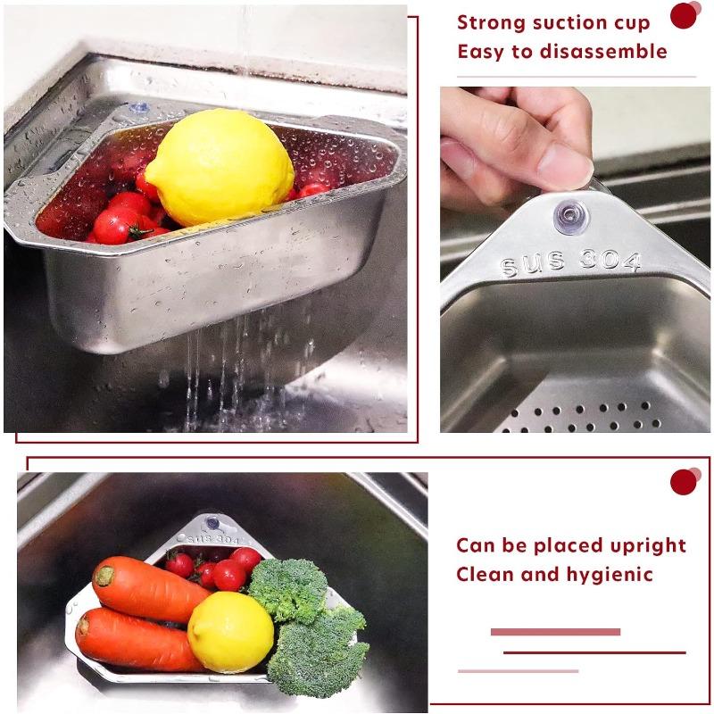 Kitchen Triangular Sink Filter Multifunctional Drain Shelf for Food Catcher Kitchen Sink Drain Basket Corner Sink Strainers