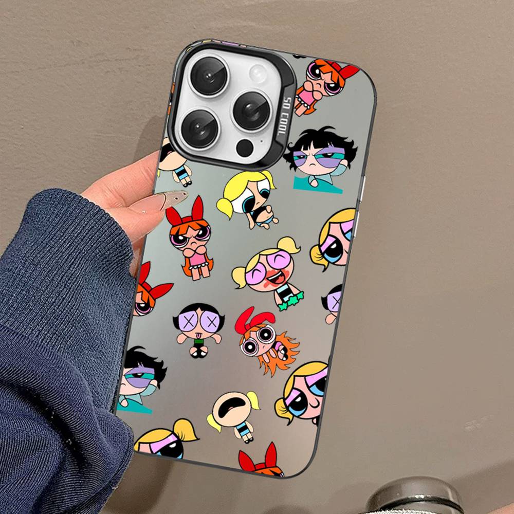 Cartoon Powerpuffs Girls Phone Case For IPhone 16 15 14 13 12 11 Pro Max X XR XSMAX 8 7 Plus Matte Shockproof Back Cover