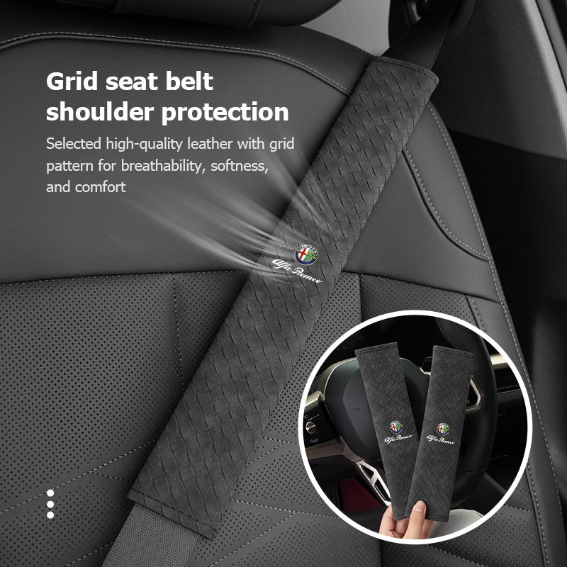 ZNBUA1 Car Safety Seat Belt Shoulder Breathable Protection Padding Pad For Alfa Romeo Giulietta GT 159 147 156 Mito Brera Giulia Spider